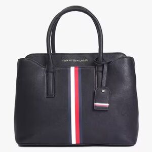 Tommy Hilfiger Black Cleo Small Satchel Red White Blue